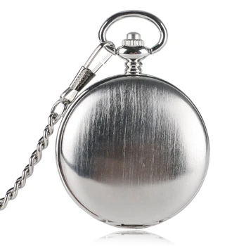 Класически сребърен джобен часовник с гладка ръчно от механичните часовници с двойно окачване 