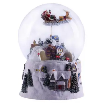 Коледа снежна къщичка с летенето елен, кристална топка, музикална ковчег, влак, въртящ се светлинен снежна топка, музикална ковчег, креативен подарък за рожден ден