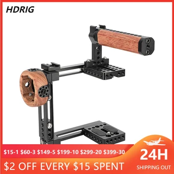 Комплект за камера HDRIG с Регулируема клетката с Двойно предназначение с Горната/Страничната Дървена дръжка за Sony A7 III/A7 II