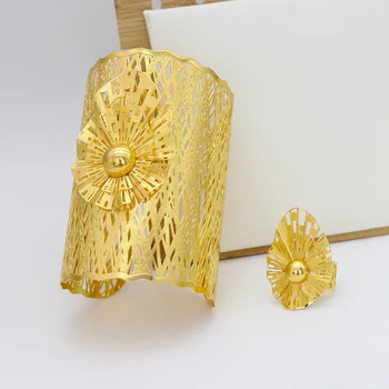 Комплект златни гривни с пръстен от 24-каратово, эфиопская женски мъжка мода, африканска, европейска малко момиче, подарък за булката и за рожден ден