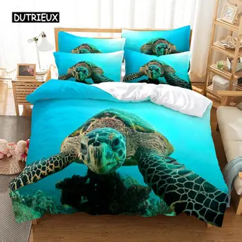 Комплект с морска костенурка, определени пододеяльников, 3d спално бельо, спално бельо с дигитален печат, комплект спално бельо размер 