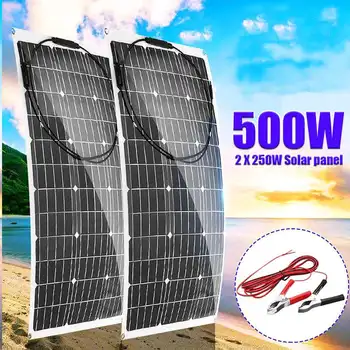Комплект слънчеви панели с мощност 250 W/500 W, 12, 18 В, USB W, елементи за колата, на лодката, у дома, на къмпинг, мобилен телефон, зарядно устройство