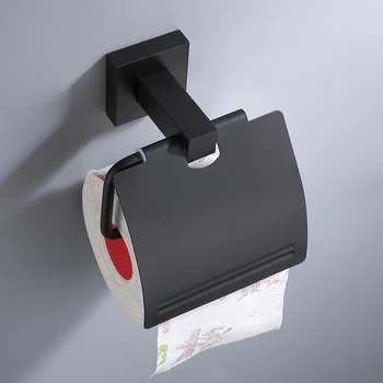 Космически алуминиев държач за тоалетна хартия, черен държач за кухненски кула, самоклеящийся стенен държач за кърпички за баня, декорация за баня