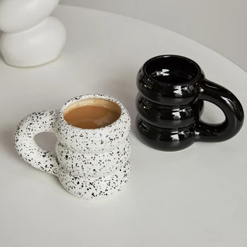 Креативна чаша за вода, керамична чаша, чаши за кафе в скандинавски стил с голяма дръжка, цветна керамика, големи чаши за сок