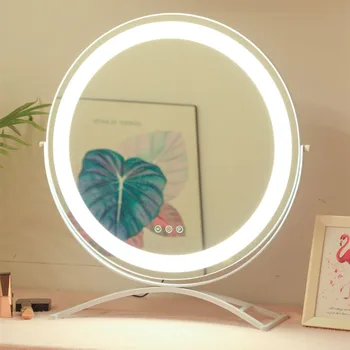 Кръгло огледало за грим, художествена лампа, тенис на led тоалетка, малки декоративни огледала в сенниците, сладък интериор в стил Espejos, естетичен интериор на стаята