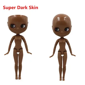 Кукла блайт tait, супер черна кожа, стави, тялото, плешив кукла, подходяща за преобразуване на скалпа за нея, подходящи за кукли 1/6