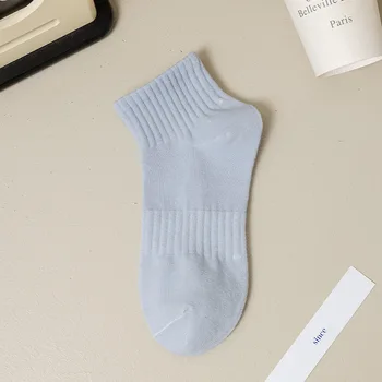 Къси дамски чорапи, чист памук, летни, тънки, одноцветные, универсални вложки, японски спортни чорапи, абсорбиращи потта, дишащи