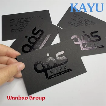 Луксозен препоръчана покана карта с логото на черна хартия, благодарствена картичка за дизайн на малък бизнес