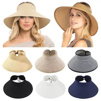 Лятна UV-защита, преносима солнцезащитная шапка с широка периферия, плажна шапка, сламена шапка, слънчеви очила