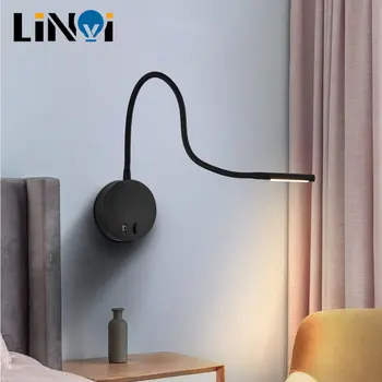 Малка странична Лампа за Четене в Спалнята, Led, с монтиран на стената Лампа, Хотел, USB, Акумулаторна батерия, с монтиран на стената Лампа, Силиконов Маркуч, Прожектор, монтиран на стената Лампа с Ключ AC100-240V