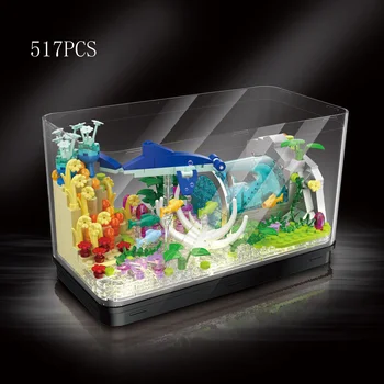 Мебели за дома Истински культивируемый аквариум Строителство тухла Прекрасни аквариум мини-фигурки от блока се Събират играчка със светлината за подаръци