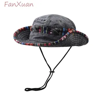 Меки памучни шапки-кофи за мъже и жени, рибарски шапки, лятна шапка с етнически национален модел