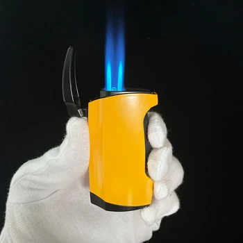 Метална Запалка за пури С двойна струя Пламък, Факельная Запалка И използването на Бутановой газови запалки за по-добър подарък