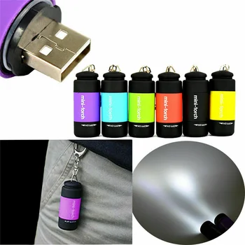 Мини-ключодържател фенерче USB акумулаторни фенери джоб фенерче ключодържател светлини за къмпинг ключодържател мини-фенерче