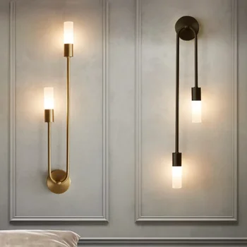 Модерен Златен монтиран на стената лампа За Вътрешно Кухни, Дневни, Спални, Дълги стенни осветителни Тела, Обхващащи Входно осветление в скандинавски стил