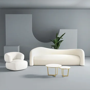 Модерен кадифе диван за почивка, извити евтини мързелив скандинавски бял бар, диван, единична диван с възглавница, Кама, достъпна мебели за спалня MZY