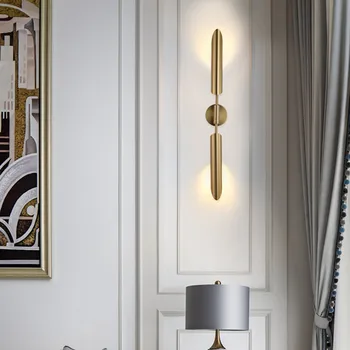 Модерен светлина, луксозна американска хол, трапезария, творчески прост златен декор на верандата, монтиран на стената лампа за баня