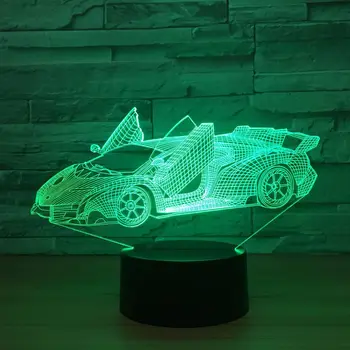 Модерна 3D лампа, нова кола, 7 цвята, разменени акрилни лека нощ, детски цветни светлини, led USB настолна лампа, с нощния декор