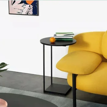 Модерна черна желязна нощно шкафче Маси за хола, на дивана, приставной маса, който може да се движи, леки луксозни холни маси за тераса, мебели