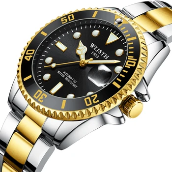 Модерни дизайнерски мъжки светещи ръчен часовник от неръждаема стомана, мъжки часовник с дата, ежедневни водоустойчив автоматични механични часовници