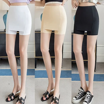Модерни защитни панталони с висока талия, дамски дантелени безшевни къси панталони, стрейчевые къси панталони, гащи, утягивающее бельо, двухслойное бельо