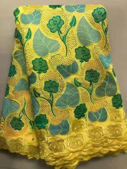 Модни африканска дамски памучен лейси плат от швейцарската воали, висококачествено вечер меко рокля с бродерии с камъни, нигерийски дантелени тъкани