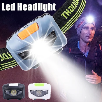 Мощен led налобный фенер с 4 режима на осветление, налобный фенер AAA, работещ на батерии, преносим главоболие фенер за работа на открито, риболов, къмпинг