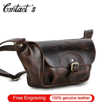 Мъжка чанта през рамо от естествена кожа, ежедневни чанти-месинджър, луксозна дизайнерска чанта, реколта мъжки чанти през рамо
