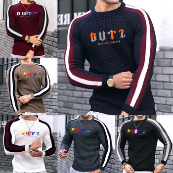 Мъжката есенно-зимния нов модерен пуловер с вафельным принтом, долната риза, мъжки ежедневни брендовый пуловер с високо качество, подходящ по цвят