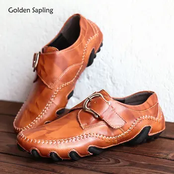 Мъжки лоферы Golden Sapling, модни кожени обувки на плоска подметка, мъжки ежедневни обувки в стил ретро, удобни бизнес лоферы, обувки за почивка