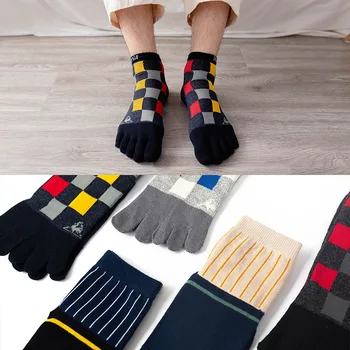 Мъжки памучни чорапи с пет пръста, всеки ден дишащи, абсорбиращи потта мъжки чорапи памук с разцепени пръсти, комплект