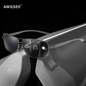 Мъжки поляризирани слънчеви очила в алуминиева рамка, фотохромичните слънчеви очила за шофиране, дамски очила за нощно виждане с антирефлексно покритие, UV защита