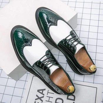Мъжки пролетни луксозни модела обувки мъжки Oxfords ежедневни офис бизнес мъжки обувки модерен ежедневни кожени обувки