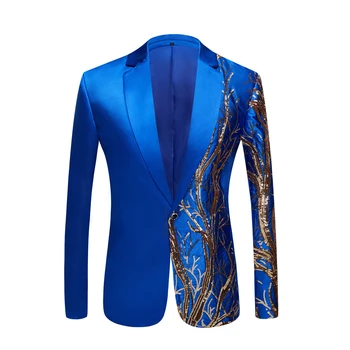 Мъжки страхотна лазерна яке на кралския син цвят, зашити на поръчката, с костюм на суперзвезда, мъжко модно ежедневното палто в стил хип-хоп