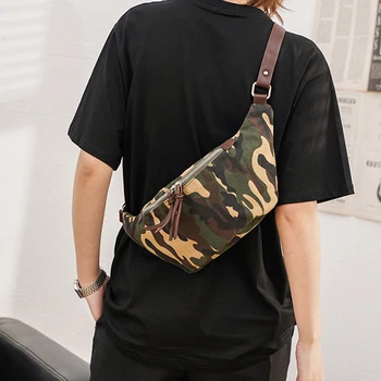 Мъжки чанти през рамо, камуфляжный спортна раница-прашка за тийнейджъри, малки холщовые портфейли през рамо, мъжки нагрудная чанта