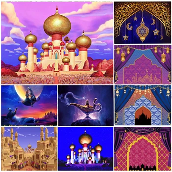 На фона на замъка, Арабски марокански нощи, рожден Ден принцеси за момичета, Магически джин, индийски луксозен фон за снимки, банери, подпори