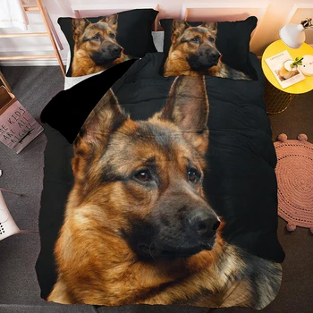 Набор от пододеяльников за пуховых одеяла немски овчарки с 3D модел на сладък кучета Адаптивни комплект спално бельо на много кралски Размер За деца, момчета, момичета, мъже, жени, Интериор на стаята