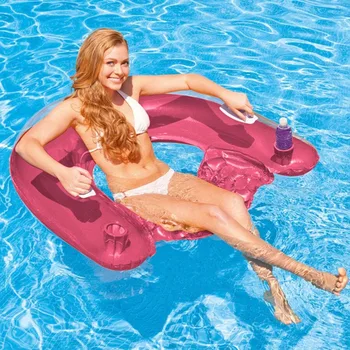 Надуваеми плаващи водни матраци на басейна PVC Воден плаващ стол с подстаканником водна хамак