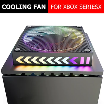 Най-горния охлаждащ вентилатор с метална мрежа от прах, вентилатор на външната система за охлаждане, горна охлаждащ вентилатор за конзолата Xbox Series X, поставка с RGB подсветка