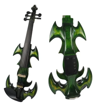 Най-добър модел в зелен цвят, обтекаемая електрическа цигулка с 5 струни 4/4, масив дърво