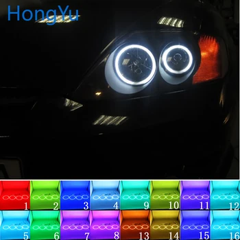 Най-новият фар многоцветен RGB LED Angel Eyes Halo Ring Eye DRL RF дистанционно управление за Hyundai Tiburon Периода 2003-2006 Аксесоари