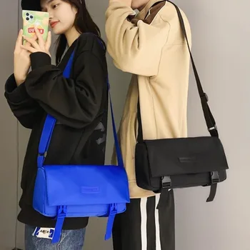 Найлонова чанта през рамо, новата модерна спортна чанта, студентски малка квадратна чанта, ежедневна чанта за двойки