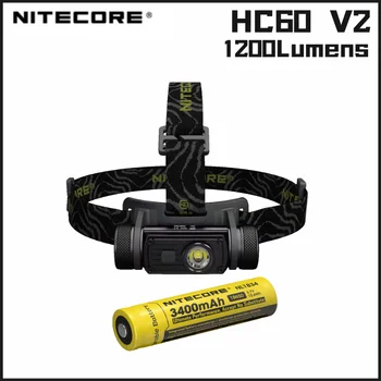 Налобный фенер NITECORE HC60 V2 1200 лумена акумулаторна използва фаро P9 LED с акумулаторна батерия с капацитет 3400 mah