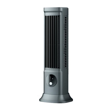 Настолен вентилатор без остриета, безшумен тенис на кула вентилатор, преносим климатик, USB батерия, 3 скорости (черен)