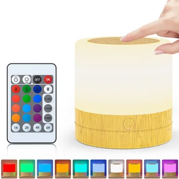 Настолна лампа за промяна на цвета на нощна лампа за спални сензорен нощна светлина RGB с регулируема яркост USB Акумулаторна стая