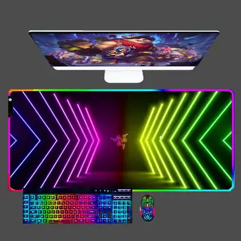 Нов Дизайн на Razer RGB Голяма Игри Подложка За Мишка XXL Аниме PC Компютърна Игра Тенис на Мат за CS GO LOL XXL Лаптоп Led Подсветка на Подложка За Мишка