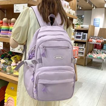 Нов монофонични женски раница с много джобове, ученически чанти за момичета, противоугонный раница за лаптоп, ежедневна пътна чанта унисекс
