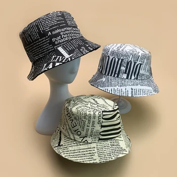 Нова градинска облекло в стил ретро с газетным писмо, мъжки и женски широкополые шапки, памучни, меки модерни дамски шапки в стил хип-хоп, класически рибарски шапки-очила