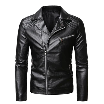 Нова кожено яке мъжки модни градинска облекло байкерское палто в стил пънк Мотоциклетът кожено яке мъжки благородна горна дреха от изкуствена кожа