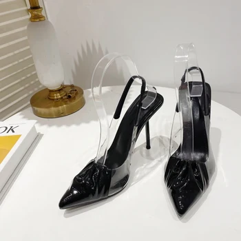 Нови Летни дамски Тънки обувки, Сандали на висок ток с остър пръсти, Модерни, Универсални Дамски Сандали Baotou